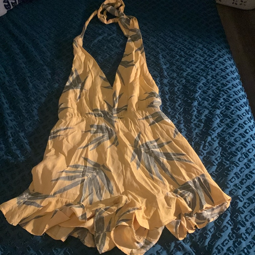 Light yellow halter romper